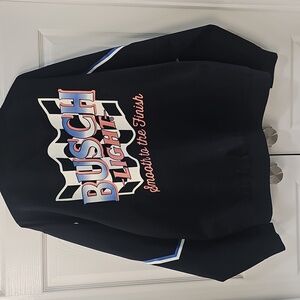 New Busch Light Smooth To The Finish Black Snap Button Men's Bomber XXL